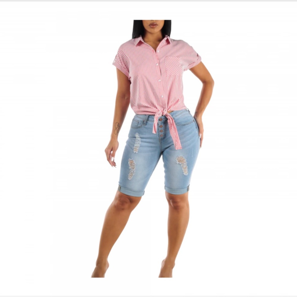 Buzz Jeans Bermudas Shorts Exposed Buttons Fly Sz 13/14